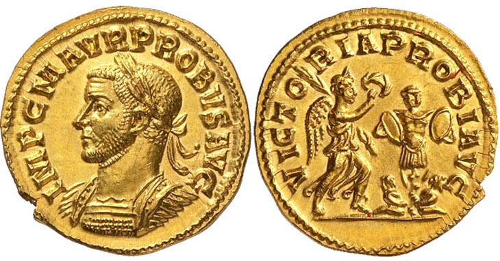 Probus
                  aureus RIC 11, Bastien 302c.