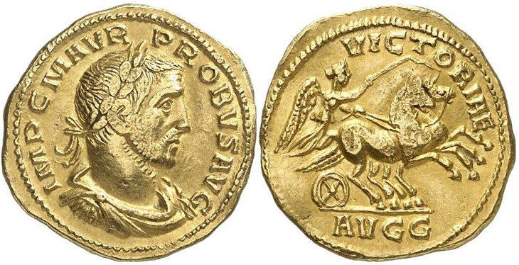 Saturninus
                  aureus, in the name of Probus, RIC 919