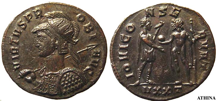 Aureliano de Probo. IOVI CONSERVAT. Emperador y Júpiter. Ticino R388.072102.ATHINA